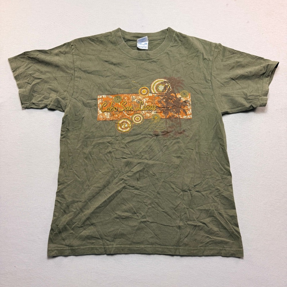 Yazbek Graphic Tee Mens Medium Olive Cabo San Lucas Mexico T-Shirt Excellent